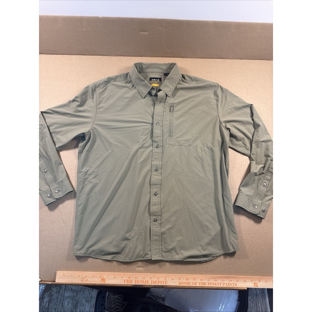 Orvis Tech Shirt Men XL, Sunglass Cleaner, Brown, Active Fit, Nylon-spandex